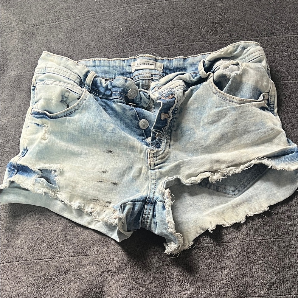 Light Blue Distressed Jean Shorts